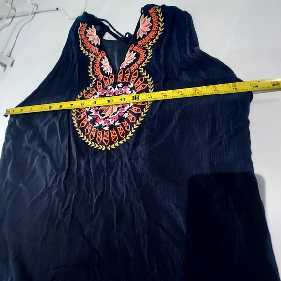 THML Embroidered V-neck Tassel Mini Dress, M - Picture 5 of 8